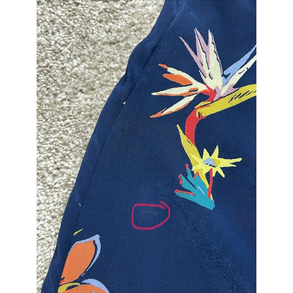 Madewell Women's 4 Atrium Silk Midi Skirt Bird of Paradise Floral Navy A-Line - Picture 11 of 11